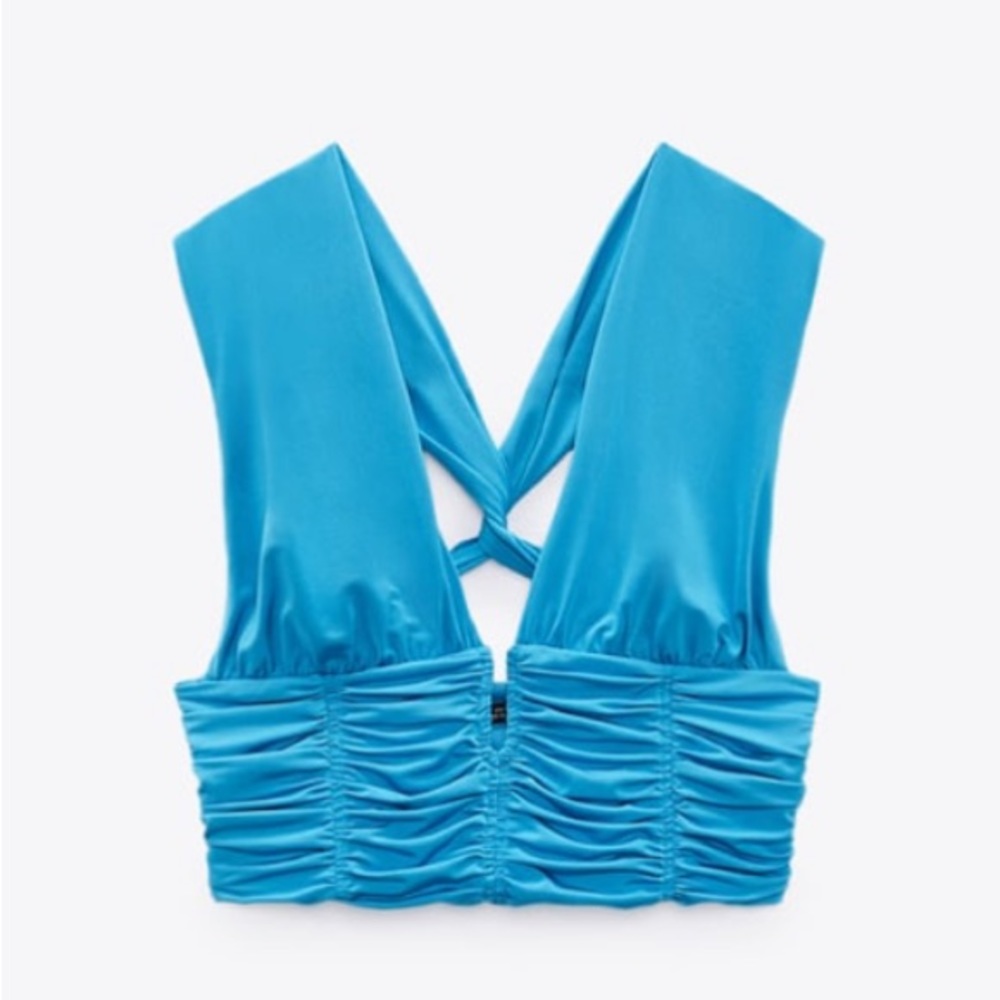 Zara Electric Blue Draped Crop Top